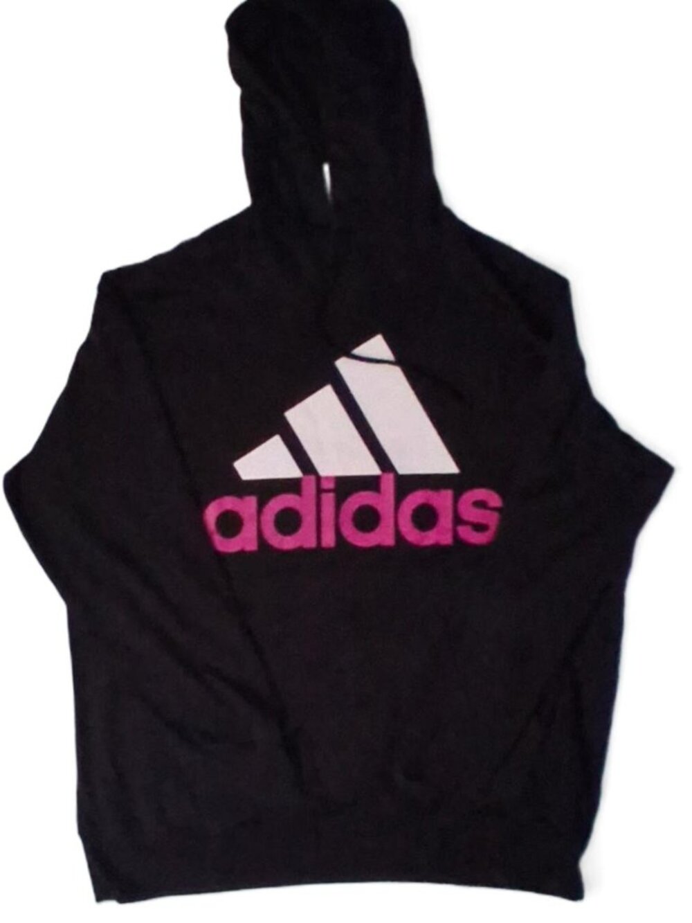 Adidas Black Pullover Hoodie Pink & White Logo Back Logo Detail Streetwear XL